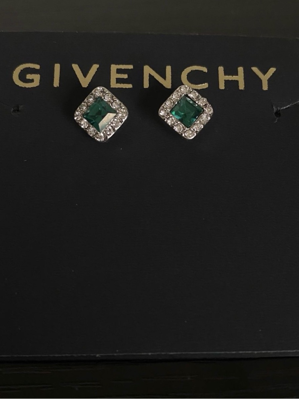Givenchy Emerald Green Crystal Halo Stud Earrings